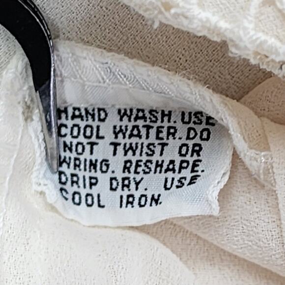 Vintage 80s Lisa Evans Top Women 10 Ivory Chiffon High Neck Lace Overlay Western - Picture 7 of 10